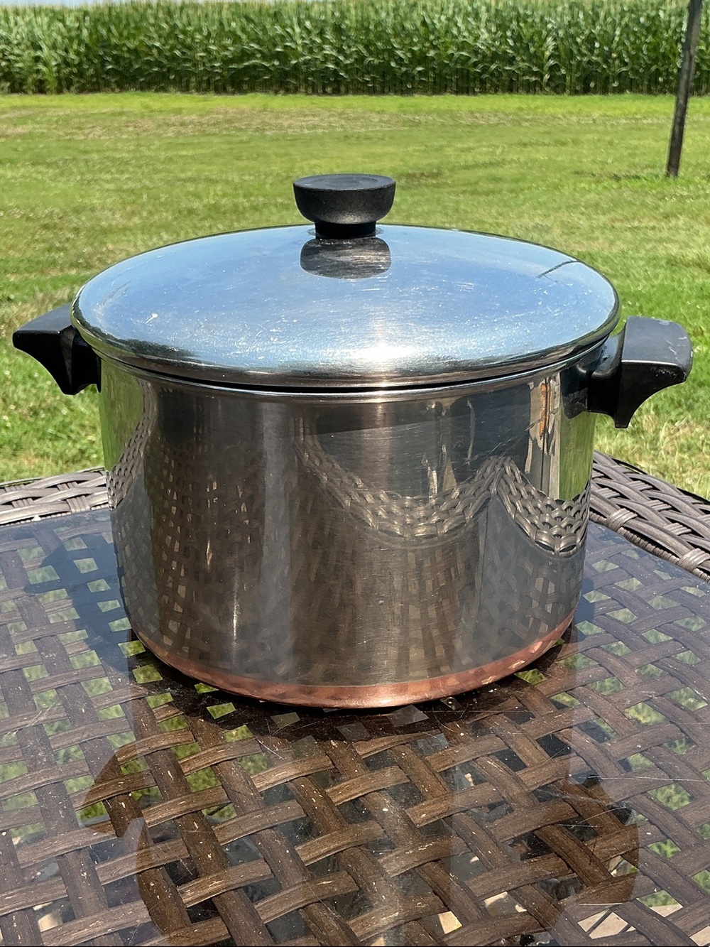 Stainless Steel Stock Pot with Copper-Tone Base - Silver and Copper
